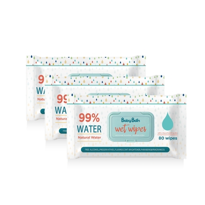 80PCS 가방 OEM GSM을 청소하는 버릴 수 있는 친절한 Eco 아기 워터 습식 와이퍼지는 후려칩니다