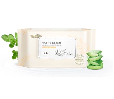OEM 비 길쌈된 아기 배려 면 젖은 닦음 처분할 수 있는 생물 분해성 80pcs