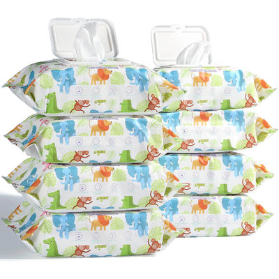 아기를 위한 뚜껑을 가진 물티슈 80개 조사 연약한 비 길쌈된 아기 닦음