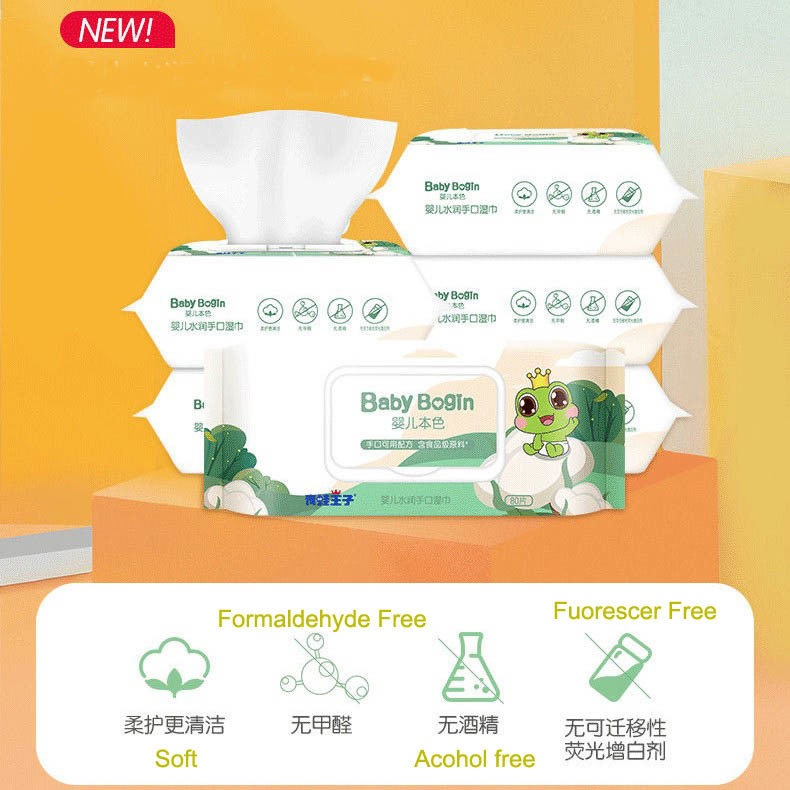 새로운 설계 자연적 유기적 아기 습식은 아기를 위한 친절한 면 물 닦기를 닦습니다